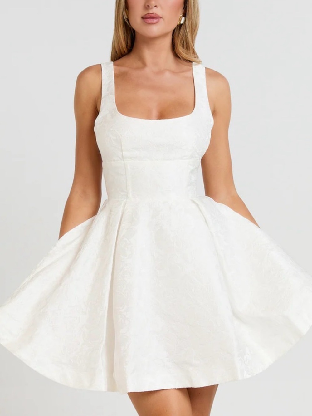 White Bridal Stephanie Mini Dress Corset Scoop Neck Fit And Flare Showpo US 4